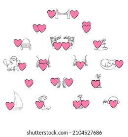 set of icons with hearts. design elements.