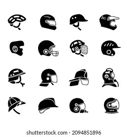 Set icons of helmets vector
