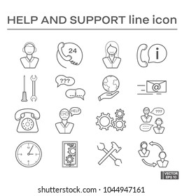 Set of icons, help and support.