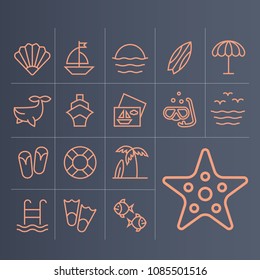 Set of icons of holiday by sea