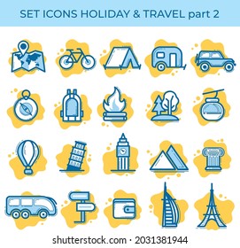 set icons holiday travel tourism