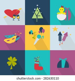 Set of icons for the holiday - web 2.0 style