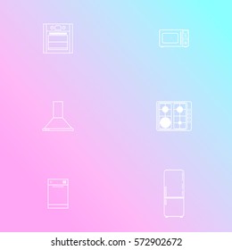 Set of icons of home appliances in flat style. Simple icons on gradient background. Vector illustration.
