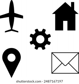 Set of Icons, Home, Location, E-Mail, Setting 
