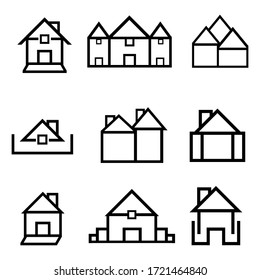 Conjunto de iconos de la Ilustración vectorial en casa. Símbolos simples del hogar


