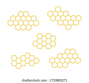 Set icons honeycomb. Vector illustration isolated on white background.