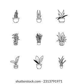 set of icons house plant