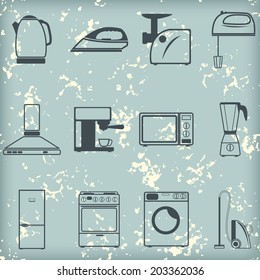 Set with icons of household appliances