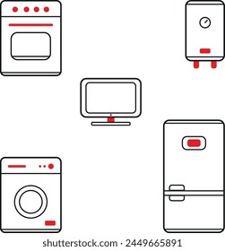 set of icons with household appliances