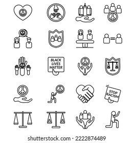 Set Icons Human Right Day for Freedom, International Liberty