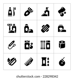 Set icons of hygiene isolated on white. Vector illustration