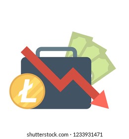 Set of icons with ico blockchain concept, safe bitcoin, cryptocurrency mining, startup project. Compositions with mining of cryptocurrency, coins, banknotes, system users pool, security. Vector 