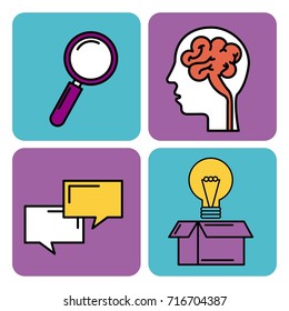 set of icons ideas creativity think knowledge