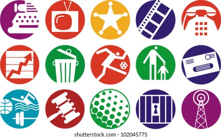 Set of icons illustrating various objects and concepts