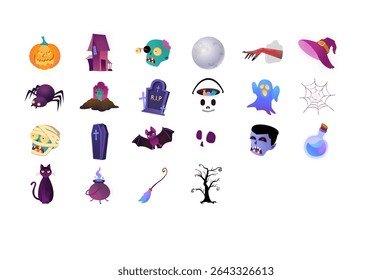 Conjunto de ícones ilustração vetor halloween assustador assustador