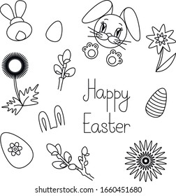 set of icons and illustrations in honor of the happy Easter