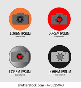 Set of icons with image of camera.Vector illustration