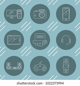 set of icons with an image of electronics