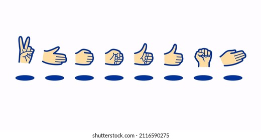 A set of icons with the image of human hands. Modern illustration in flat style. A set of graphic elements for design.