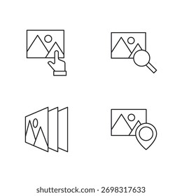 Conjunto de iconos para la ubicación de la Imagen, apilamiento y gestión de la Galería.