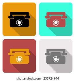 Set of icons with the image of the phone, flat icons four images on different backgrounds
