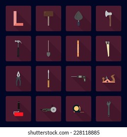 Set icons with the image of the working tool