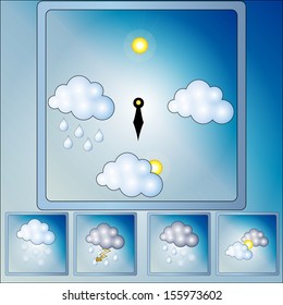 set of icons with images of weather