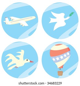 A set of icons "in the sky". Vector illustrations.