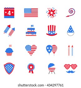 set of icons Independence Day 4th of July. flat style isolation on a white background