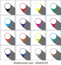 Set with icons indicating mark with shadow side