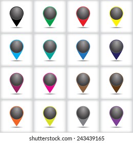 Set with icons indicating mark with shadow