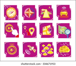 set icons infographic on the topic of navigation