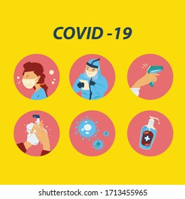 Symbole für Präventivtipps setzen Quarantänecoronavirus Covid-19 