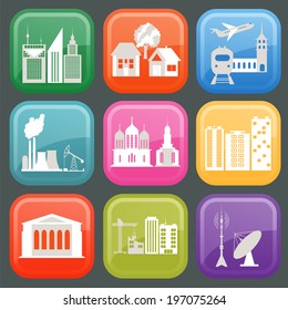 Set of icons infrastructure city, vector illustration