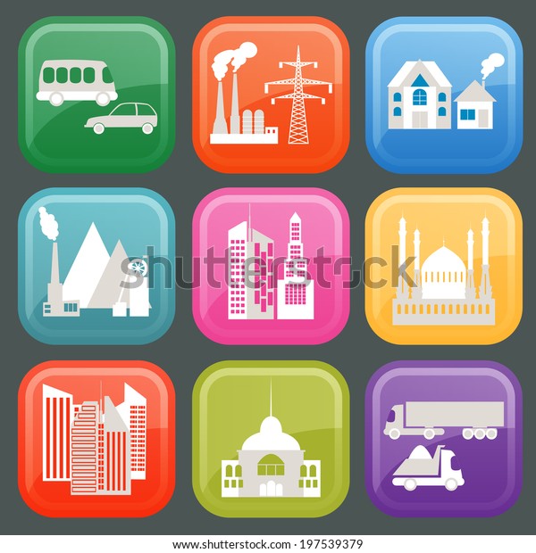 Set of\
icons infrastructure city, vector\
illustration