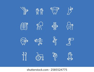 Set of icons for injury. Editable stroke. Vector illustration