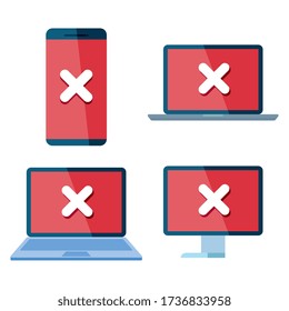 set of icons insecurity and technology error vector illustration design