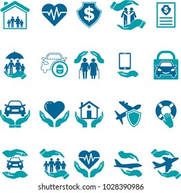 Set Of Icons Insurance Of Life And Property.