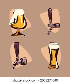 set of icons international beer day