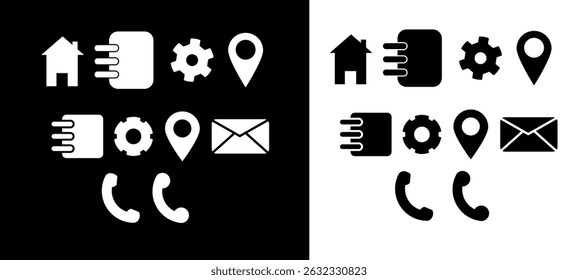 Set von Symbolen einzeln Symbolpaket auf schwarz-weißem Hintergrund für Benutzeroberfläche und Design