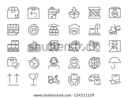 set of icons isolated for logistics,delivery and transport