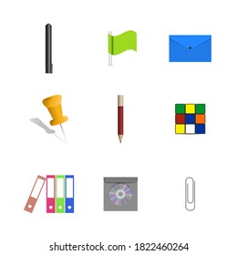 Conjunto de iconos aislados en fondo blanco. Oficina y escuela, ilustración vectorial.