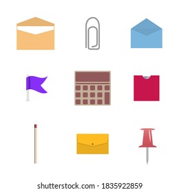 Set of icons isolated on white background. Office and school, vector illustration.