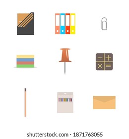 Conjunto de iconos aislados en fondo blanco. Oficina y escuela, ilustración vectorial.