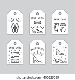 Set icons items for Shoe care. Elements for this service Shoe Shine. Outline Elements for shoe care