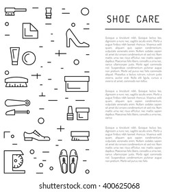 Set icons items for Shoe care. Elements for this service Shoe Shine. Outline Elements for shoe care