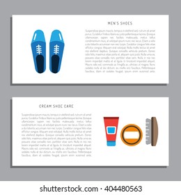 Set icons items for Shoe care. Elements for this service Shoe Shine. Flat Elements for shoe care