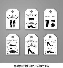 Set icons items for Shoe care. Elements for this service Shoe Shine. Outline Elements for shoe care