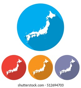 Set of icons Japan map in a flat style