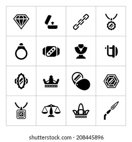 Set icons of jewelry isolated on white. Vector illustration